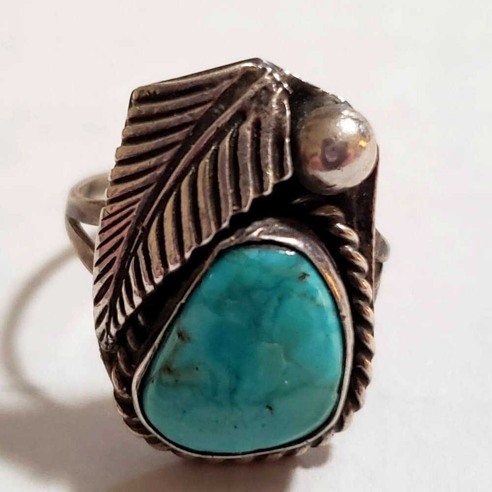 Vintage Navajo Turquoise ring Sterling 925 s4.5 (1430)